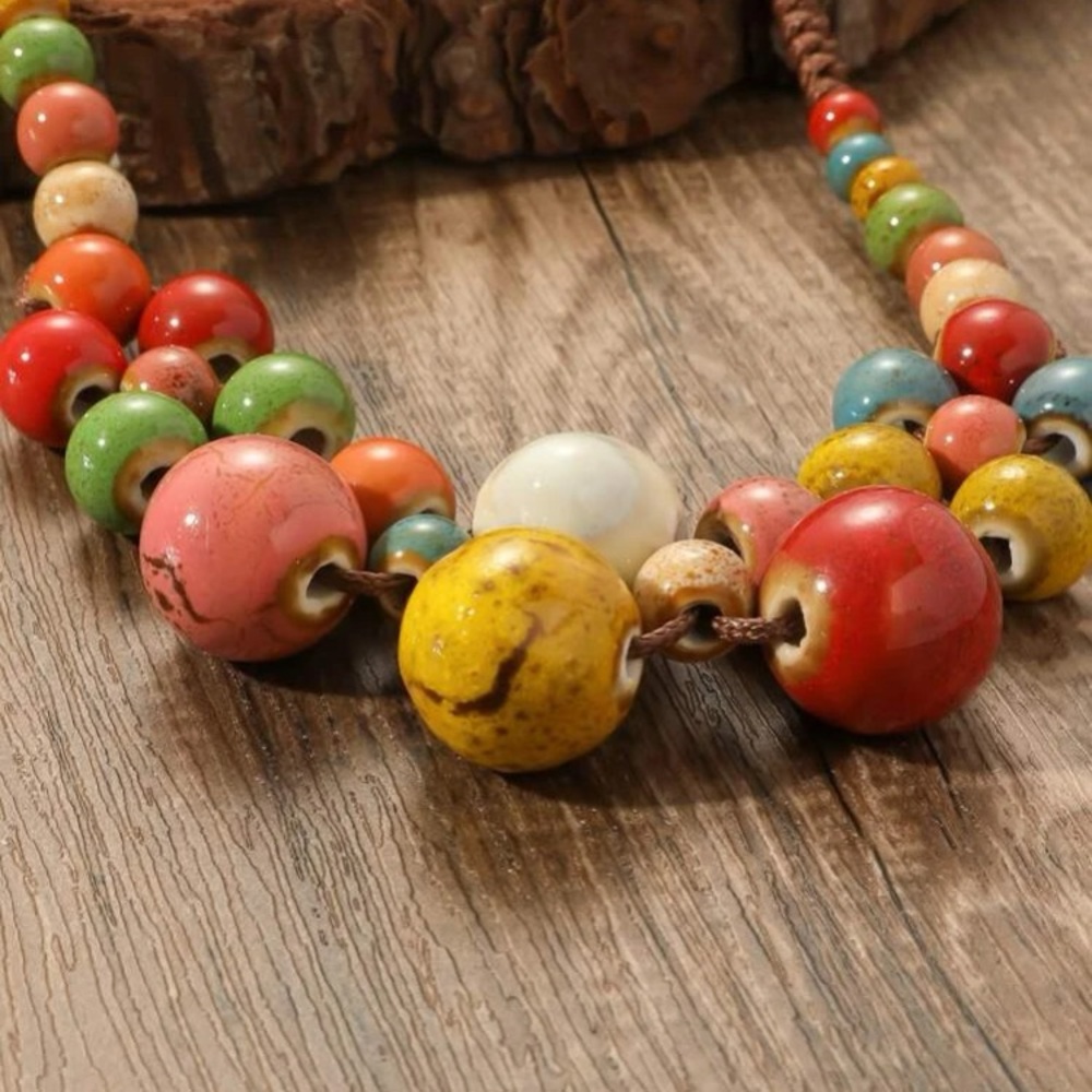 Ceramic Beaded Statement Necklace - image 3